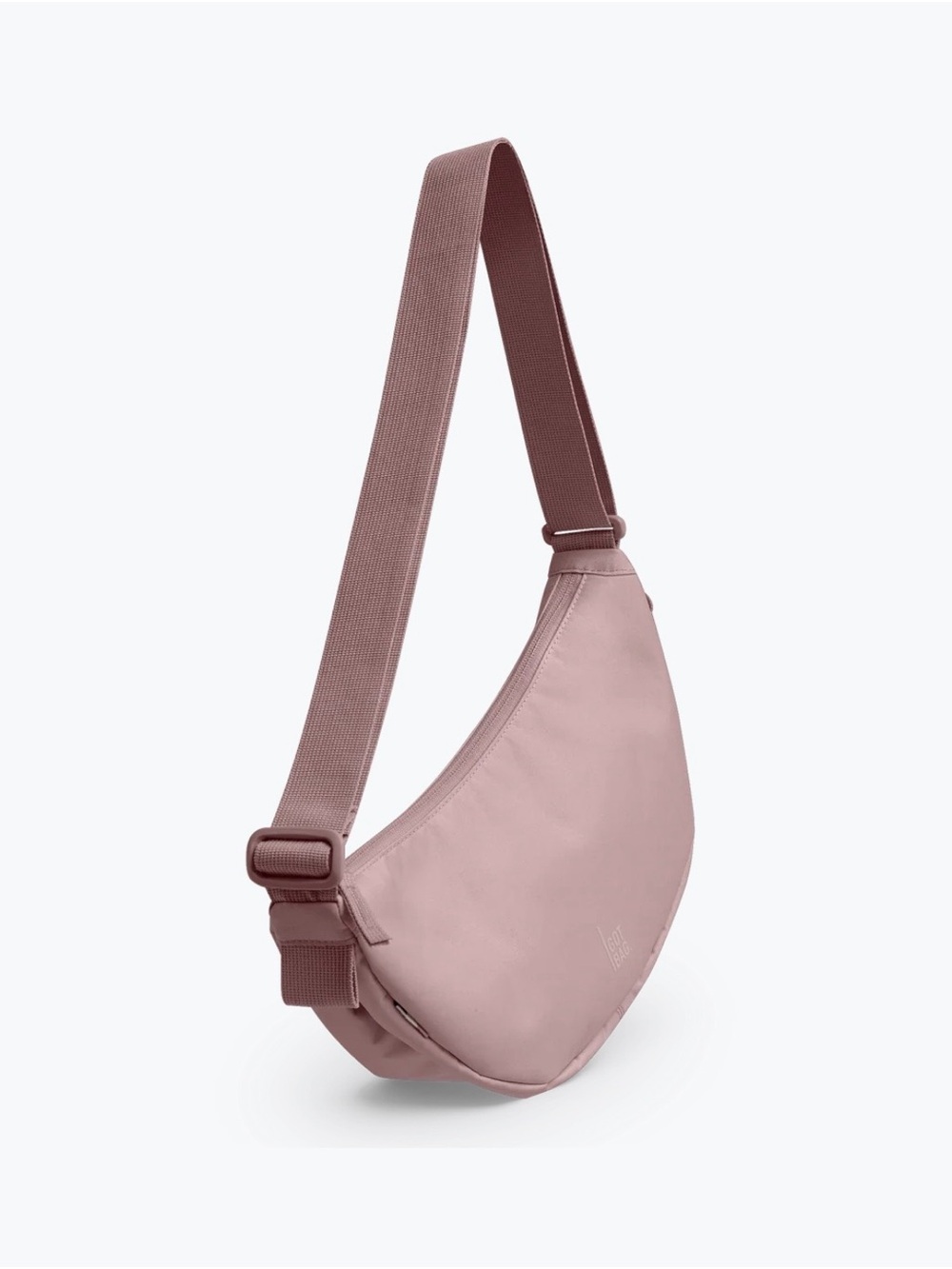 Three Minimalist Crescent Crossbody Bags in Dusty Pink and Tan